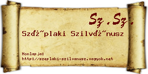 Széplaki Szilvánusz névjegykártya